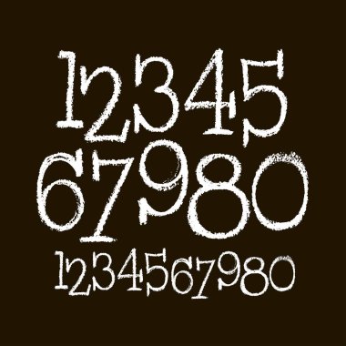 Kaligrafik pastel veya tebeşir sayıları seti. Tasarımınız için ABC, siyah arkaplanda pastel harfler