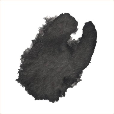 Beyaz arka planda siyah mürekkep lekesi izole edilmiş. Grunge dokusu.