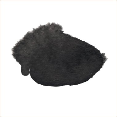 Beyaz arka planda siyah mürekkep lekesi izole edilmiş. Grunge dokusu.