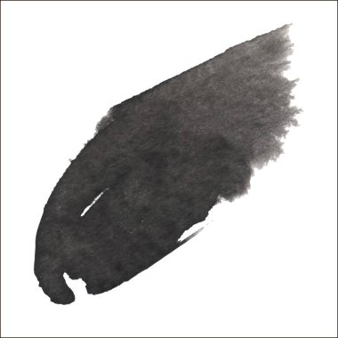 Beyaz arka planda siyah mürekkep lekesi izole edilmiş. Grunge dokusu.