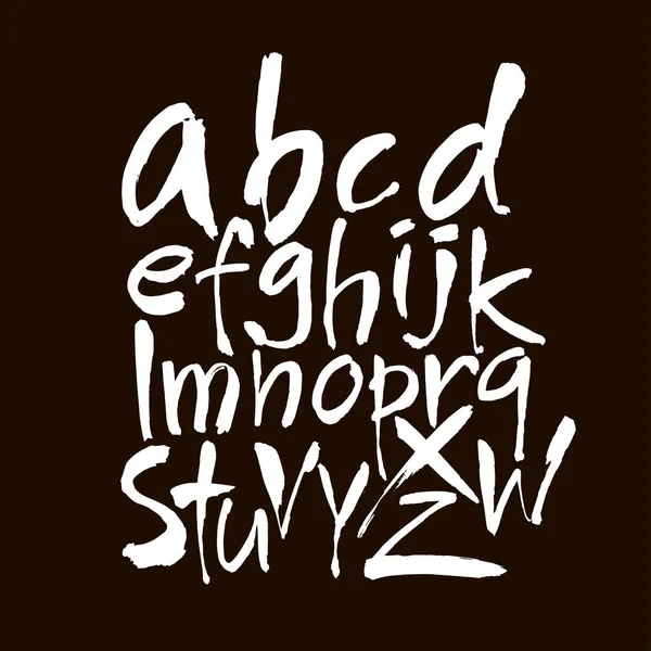 Vector Acryl Pinsel Stil Handgezeichnete Alphabet Schrift Kalligraphie Alphabet Auf — Stockvektor