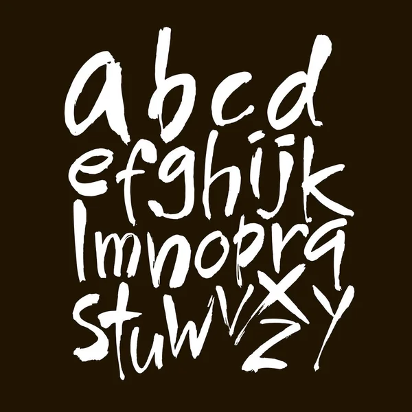 ベクトルアクリルブラシスタイルハンドドローアルファベットフォント 黒を背景に文字を書く — ストックベクタ