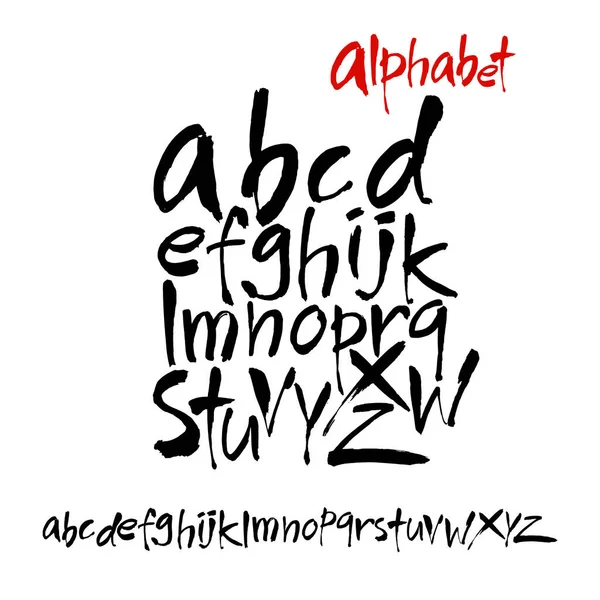 Font Alfabeto Disegnato Mano Stile Pennello Acrilico Vettoriale Alfabeto Calligrafico — Vettoriale Stock