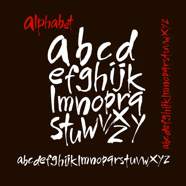 Font Alfabeto Disegnato Mano Stile Pennello Acrilico Vettoriale Alfabeto Calligrafico — Vettoriale Stock