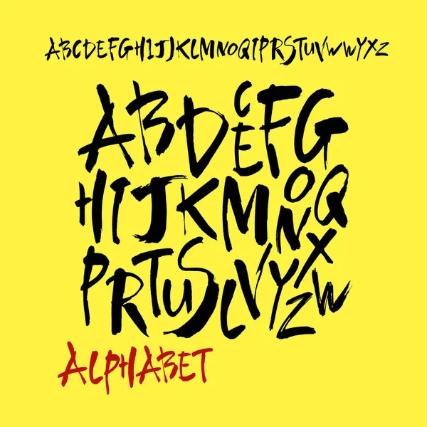 Vector Acryl Borstel Stijl Met Hand Getekend Alfabet Lettertype Kalligrafie — Stockvector