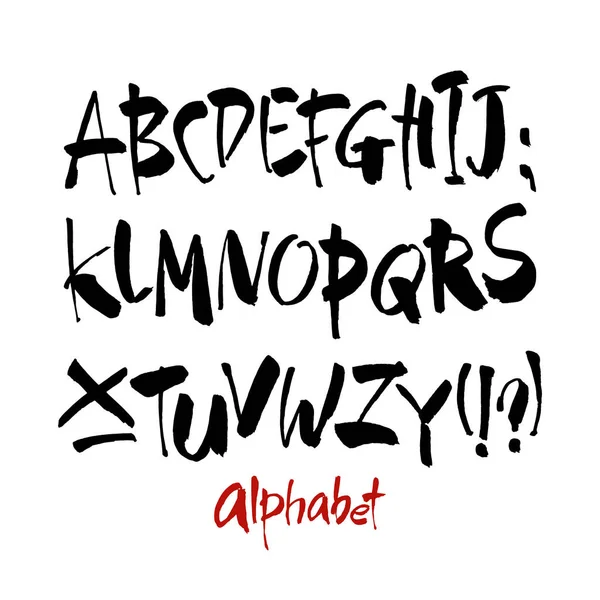 Vector Acryl Pinsel Stil Handgezeichnete Alphabet Schrift Kalligraphie Alphabet Auf — Stockvektor