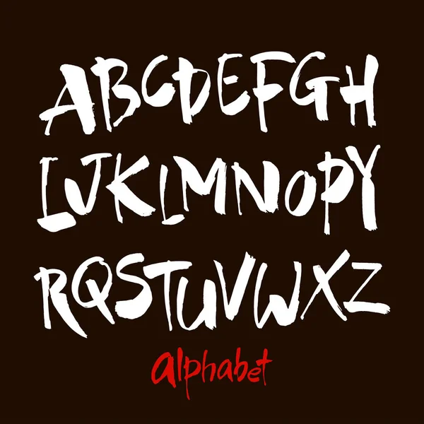 Vector Acryl Borstel Stijl Met Hand Getekend Alfabet Lettertype Kalligrafie — Stockvector