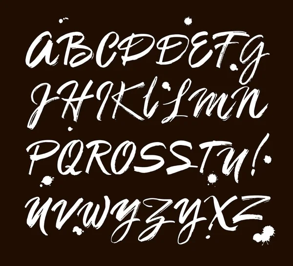 Vector Acrylic Brush Style Hand Drawn Alphabet Font 배경에 알파벳 — 스톡 벡터