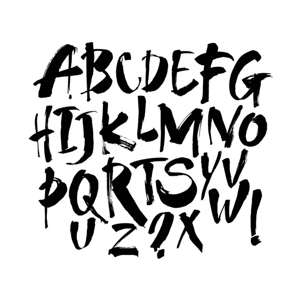 Векторная Акриловая Кисть Стиле Кисти Нарисованная Алфавитным Шрифтом Алфавит Каллиграфии — стоковый вектор