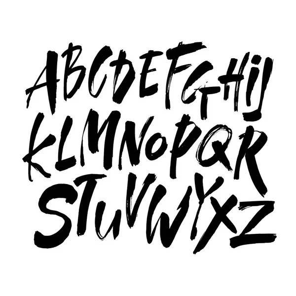 Vector Acryl Pinsel Stil Handgezeichnete Alphabet Schrift Kalligraphie Alphabet Auf — Stockvektor