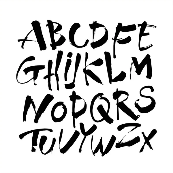 Vector Acrylic Brush Style Hand Drawn Alphabet Font Alfabet Kaligrafi - Stok Vektor