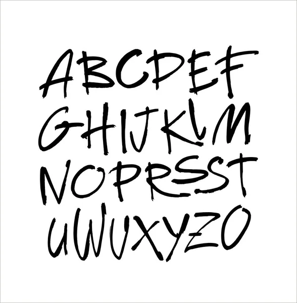 Vector Acrylic Brush Style Hand Drawn Alphabet Font Calligraphy Alphabet — Stock Vector