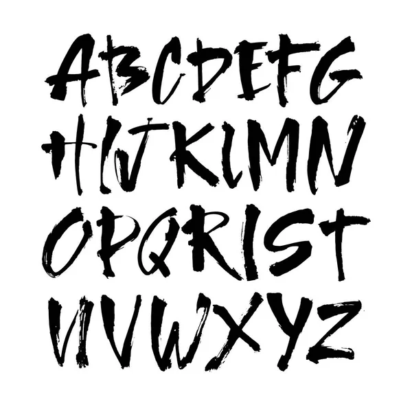 Vector Acrylic Brush Style Hand Drawn Alphabet Font Alfabet Kaligrafi - Stok Vektor