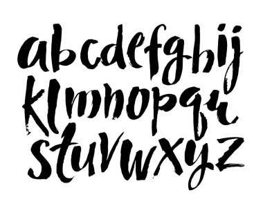 Vektör Akrilik Fırça Biçimli El Çizimi Alfabe Yazıtipi. Beyaz bir arkaplanda el yazısı alfabesi. Mürekkep el yazısı..