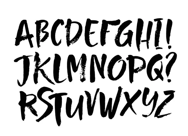 Vektor Akryl Borste Stil Handritade Alfabetet Teckensnitt Kalligrafi Alfabetet Vit — Stock vektor