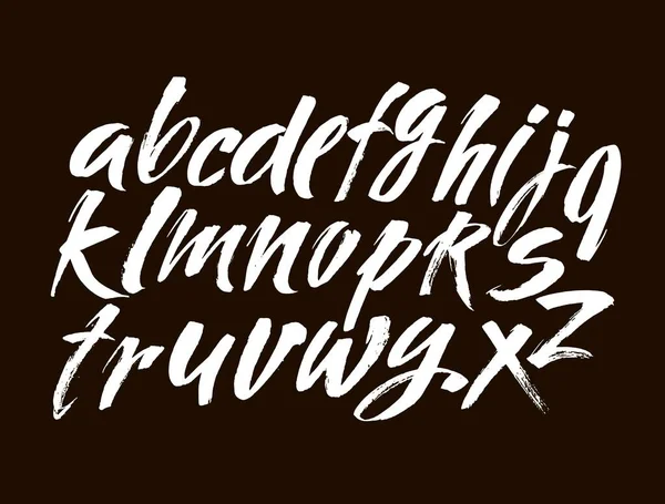 Vektör Akrilik Fırça Biçimli Çizimi Alfabe Yazıtipi Kaligrafi Alfabesi Siyah — Stok Vektör