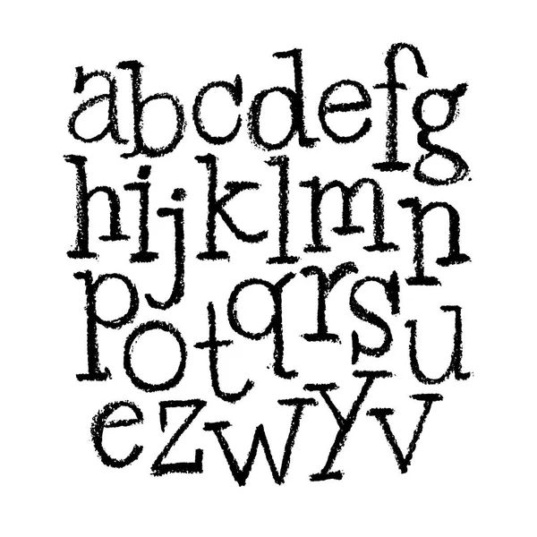Векторний Пастельний Або Вугільний Стиль Ручний Намальований Алфавітний Шрифт Алфавіт — стоковий вектор