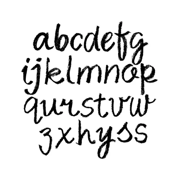 Векторний Пастельний Або Вугільний Стиль Ручний Намальований Алфавітний Шрифт Алфавіт — стоковий вектор