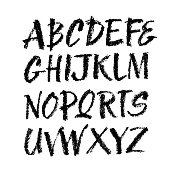 ベクトルパステルまたはチャコールスタイルの手描きアルファベットフォント 白地に文字を書く パステル手レタリング — ストックベクタ