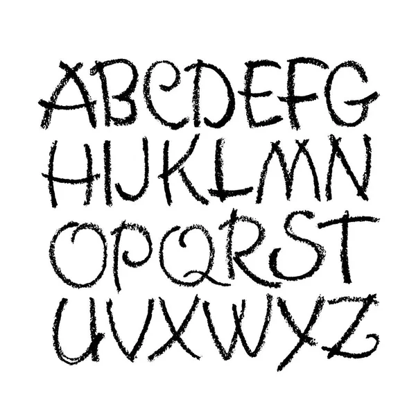 Vector Pasztell Vagy Charcoal Style Hand Drawn Alphabet Font Kalligráfia — Stock Vector