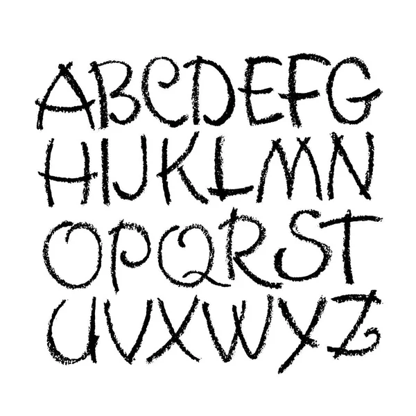 Vector Pastel Oder Charcoal Style Handgezeichnete Alphabet Schrift Kalligraphie Alphabet — Stockvektor
