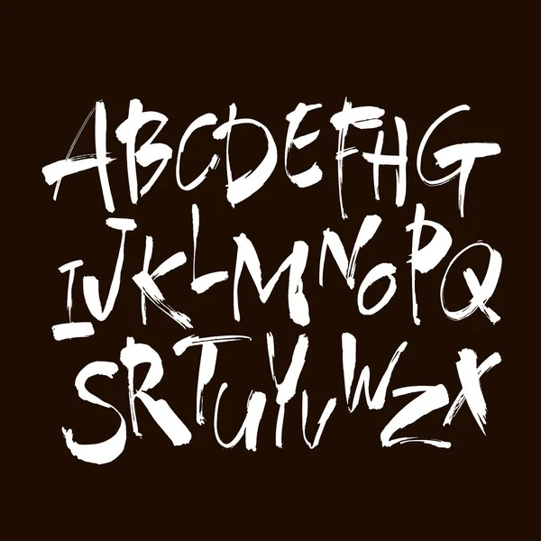 Vector Acryl Borstel Stijl Met Hand Getekend Alfabet Lettertype Kalligrafie — Stockvector