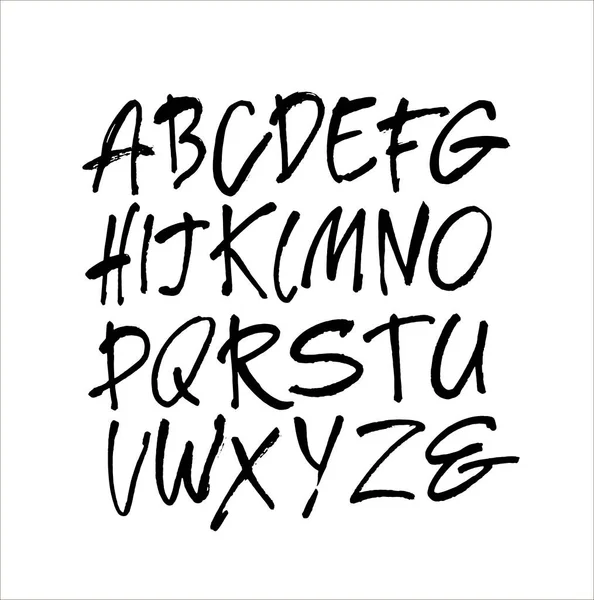 矢量丙烯酸笔刷风格手绘字母字体 白色背景上的笔迹字母 墨水手书 — 图库矢量图片