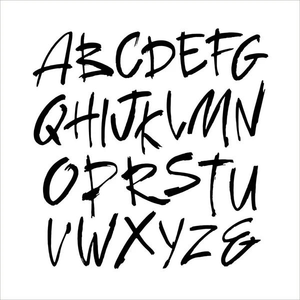 Vector Acrylic Brush Style Hand Drawn Alphabet Font Calligraphy Alphabet — Stock Vector