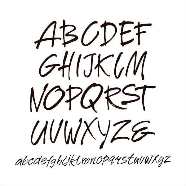 Vektor Akryl Børste Stil Hånd Trukket Alfabet Skrifttype Kalligrafi Alfabet – Stock-vektor