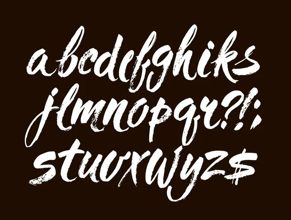 Font Alfabeto Disegnato Mano Stile Pennello Acrilico Vettoriale Alfabeto Calligrafico — Vettoriale Stock