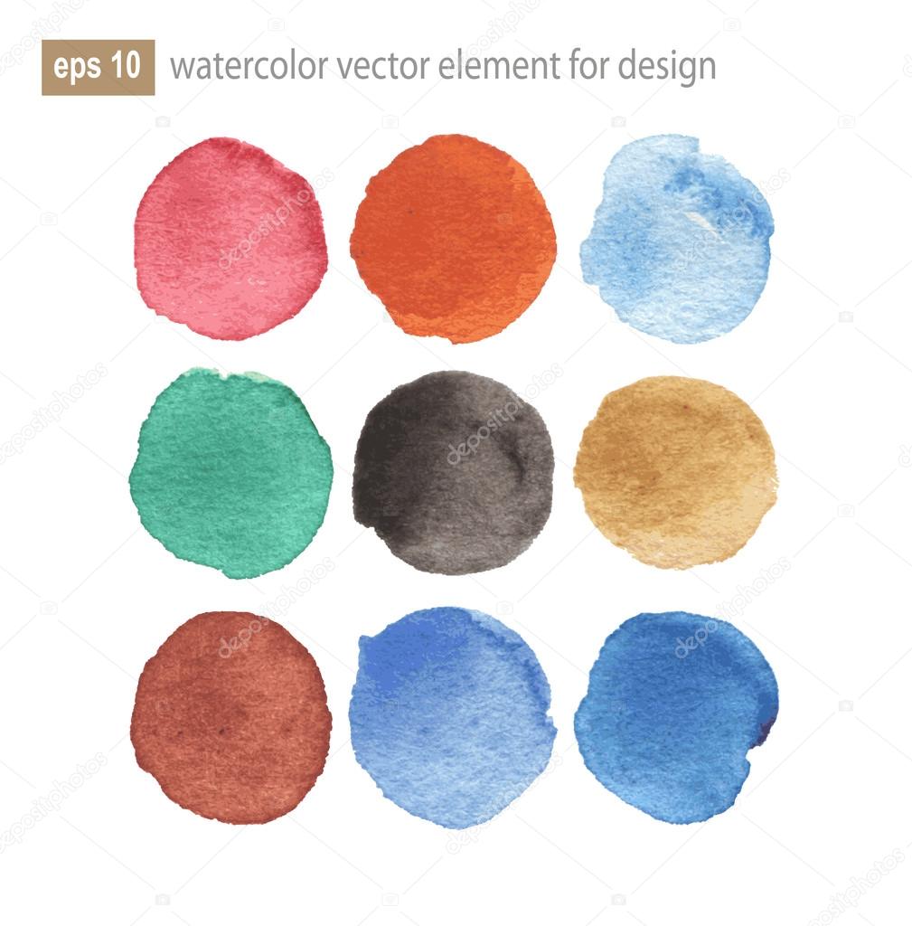 Colorful vector isolated watercolor paint circles.