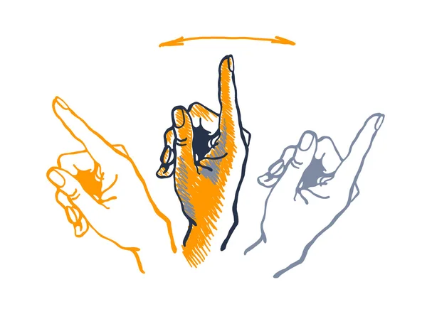 Vector tekening hand met wijsvinger die omhoog wijst. — Stockvector