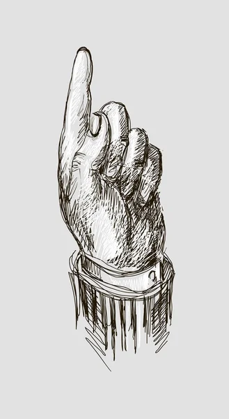 Vektor zeichnet Hand mit Zeigefinger nach oben. — Stockvektor