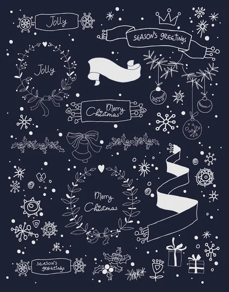 Éléments de conception de Noël fixés sur le tableau noir. SPE 10. Pas de gradients . — Image vectorielle