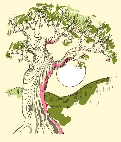 Símbolo de árbol dibujado a mano ilustración vector aislado — Archivo Imágenes Vectoriales