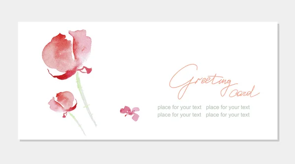 Carte de vœux floral avec de beaux flovers roses — Image vectorielle