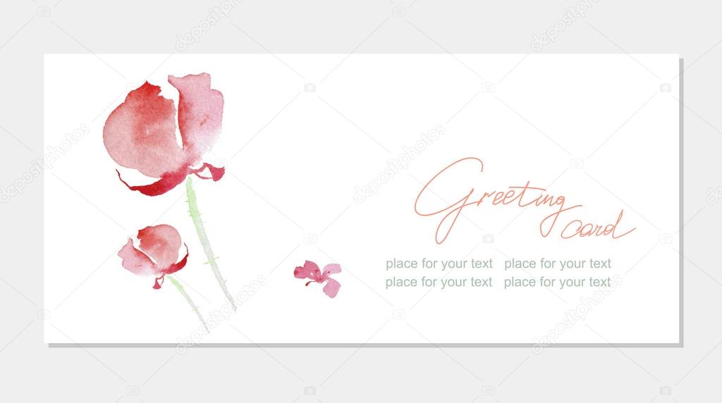 Floral greeting card with beautiful pink  flovers