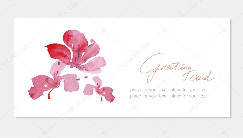 Floral greeting card with beautiful pink  flovers