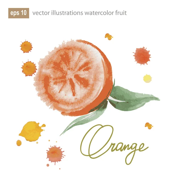 Handgemaakte aquarel oranje voor retro ontwerp. Vectorillustratie. — Stockvector