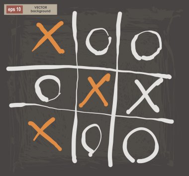 Tic tac toe karanlık bir arka plan üzerinde çizim vektör