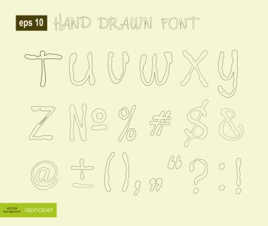 El yazısıyla yazılan alfabe harfleri vektör. ABC tasarımınız için.