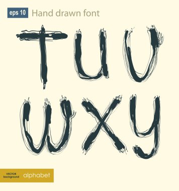 El yazısıyla yazılan alfabe harfleri vektör. ABC tasarımınız için.