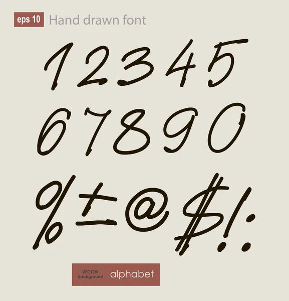 ベクター手書きのアラビア数字セット — ストックベクタ