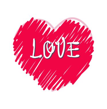 Romantik yazı aşk stilize kalp arka plan üzerinde. Vektör çizim. Büyük için Valentine's veya romantik Temalar.