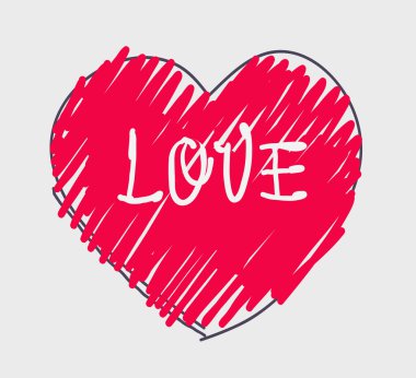 Romantik yazı aşk stilize kalp arka plan üzerinde. Vektör çizim. Büyük için Valentine's veya romantik Temalar.