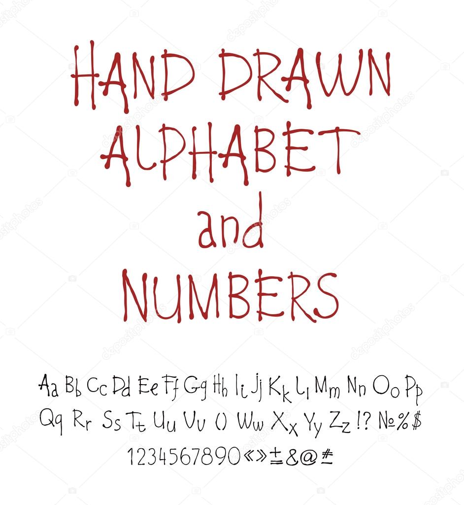 vector set of calligraphic acrylic or ink alphabet.