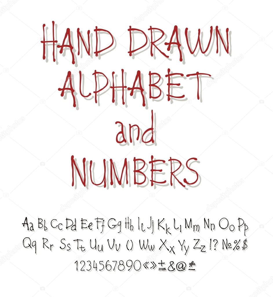 vector set of calligraphic acrylic or ink alphabet.