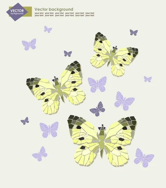 Fondo abstracto con mariposas para tu diseño. Ilustración vectorial — Vector de stock