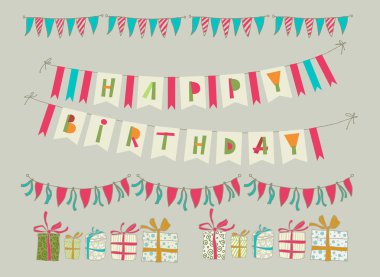 Vektör doğum günü partisi elemanları kümesi. Eps 10