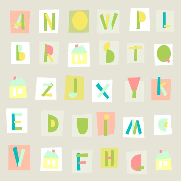 Hand Drawn Trendy Alphabet on light background — Stock Vector